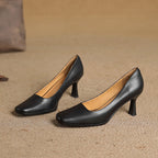 Elviera Quadratische Lederhochfrontschuhe