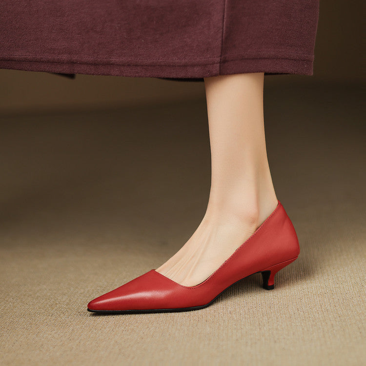 Orlisse Leather Kitten Heel Shoes