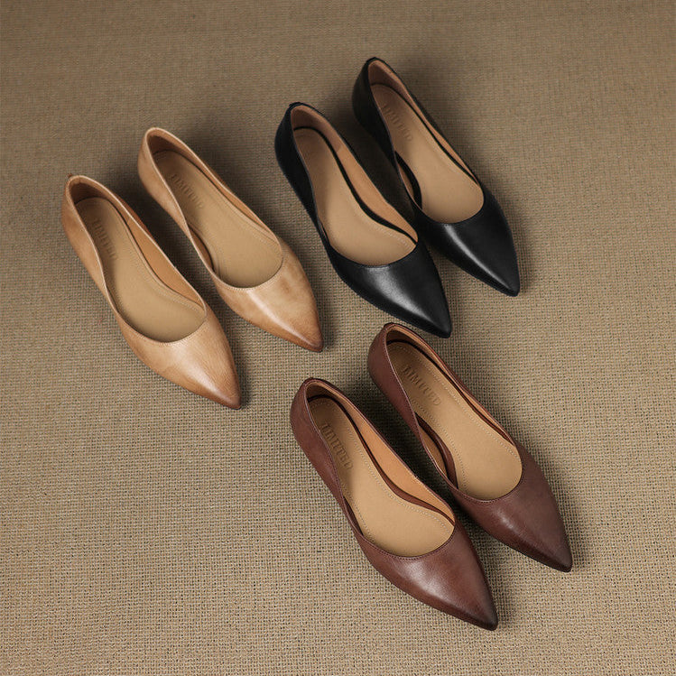 Arla Genuine Leather Ballerina Flats