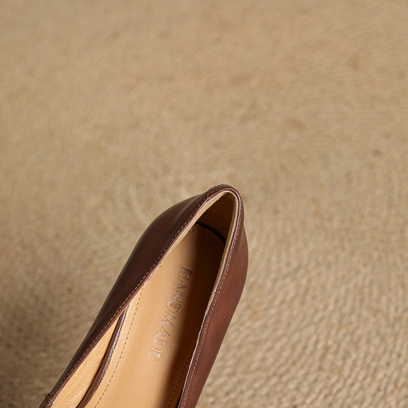 Elviera Quadratische Lederhochfrontschuhe