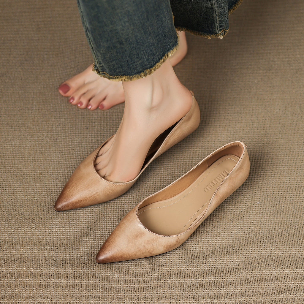 Arla Genuine Leather Ballerina Flats