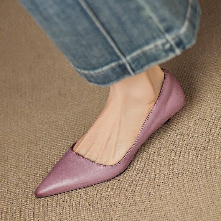 Orlisse Leather Kitten Heel Shoes