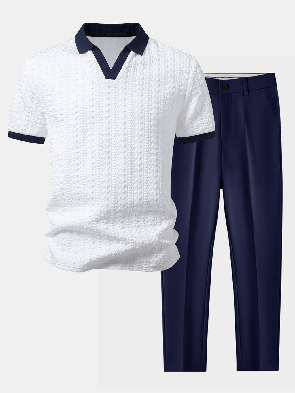 Contrast Jacquard Polo & Slim-Fit Tapered Pants
