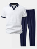 Contrast Jacquard Polo & Slim-Fit Tapered Pants