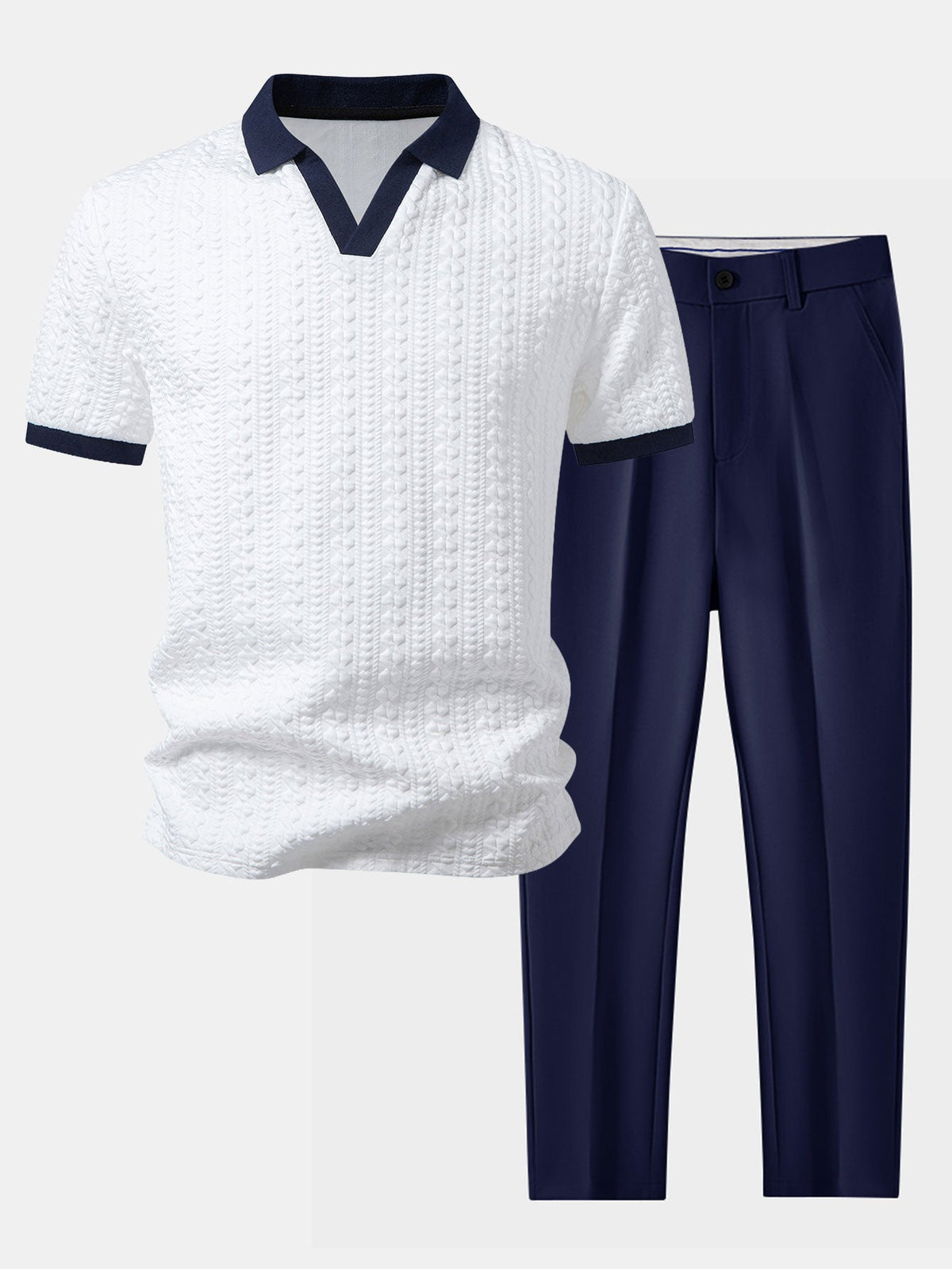 Contrast Jacquard Polo & Slim-Fit Tapered Pants