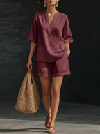 Melanie - Komfortables Sommer-Set mit Bluse und Shorts