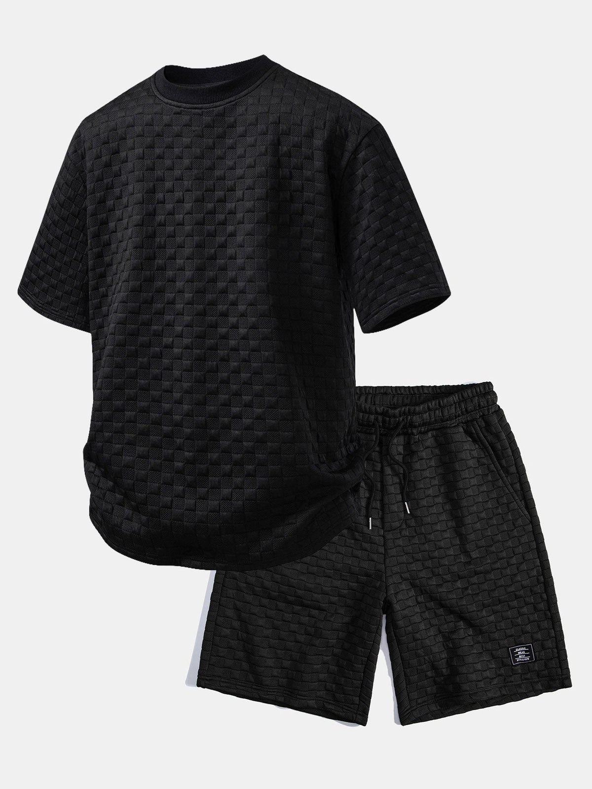 Bequemes T-Shirt mit Karomuster und Jacquard-Shorts im Karodesign