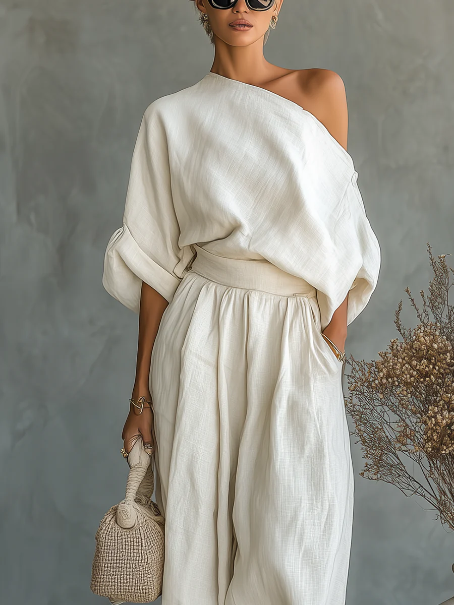 Sophie Off-Shoulder Top und Schmal geschnittene Hose Set