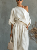 Sophie Off-Shoulder Top und Schmal geschnittene Hose Set