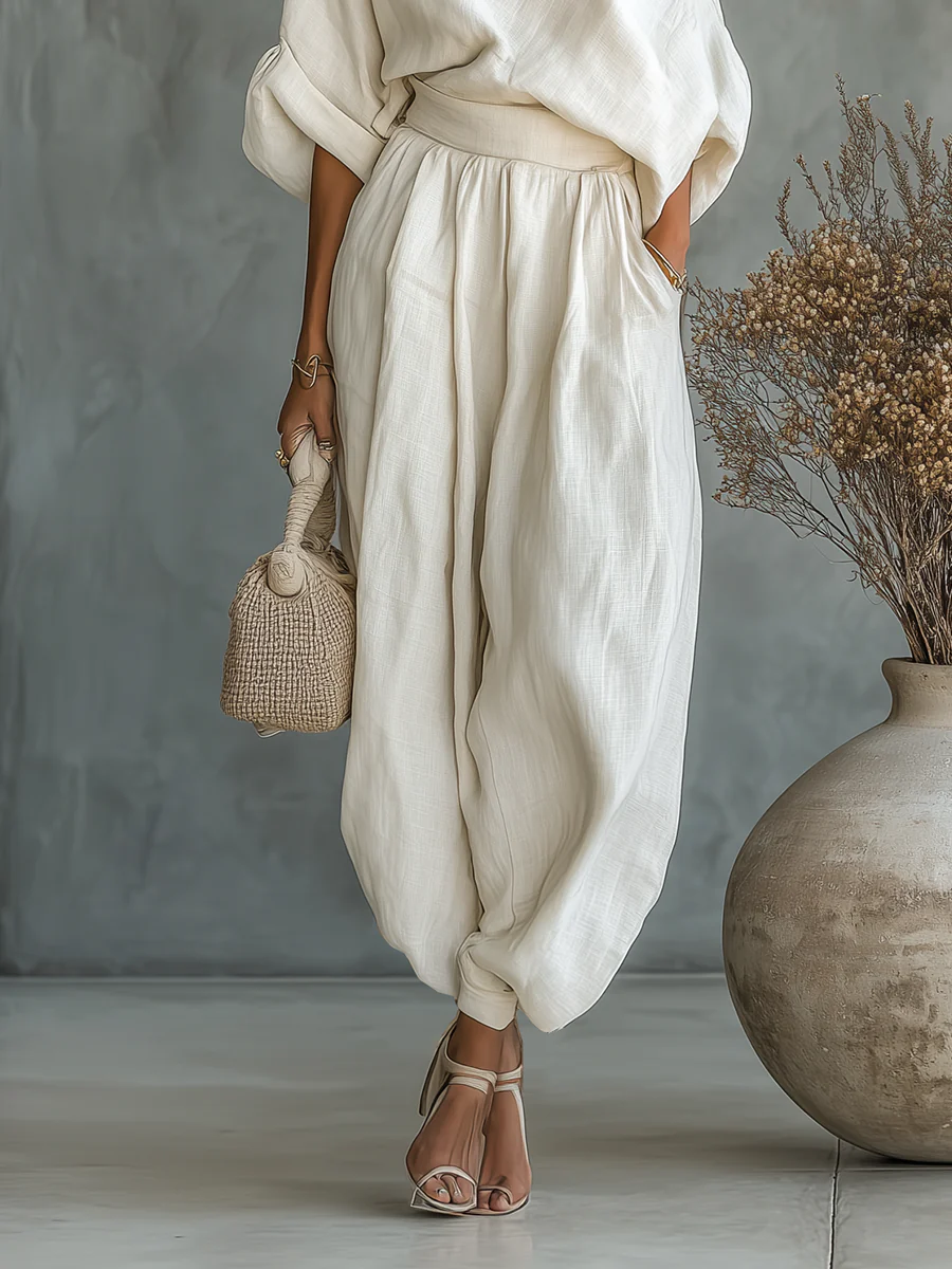 Sophie Off-Shoulder Top und Schmal geschnittene Hose Set