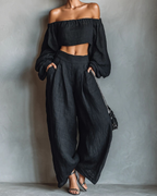 Tessy – Off-Shoulder-Set mit weitem Hosenbein