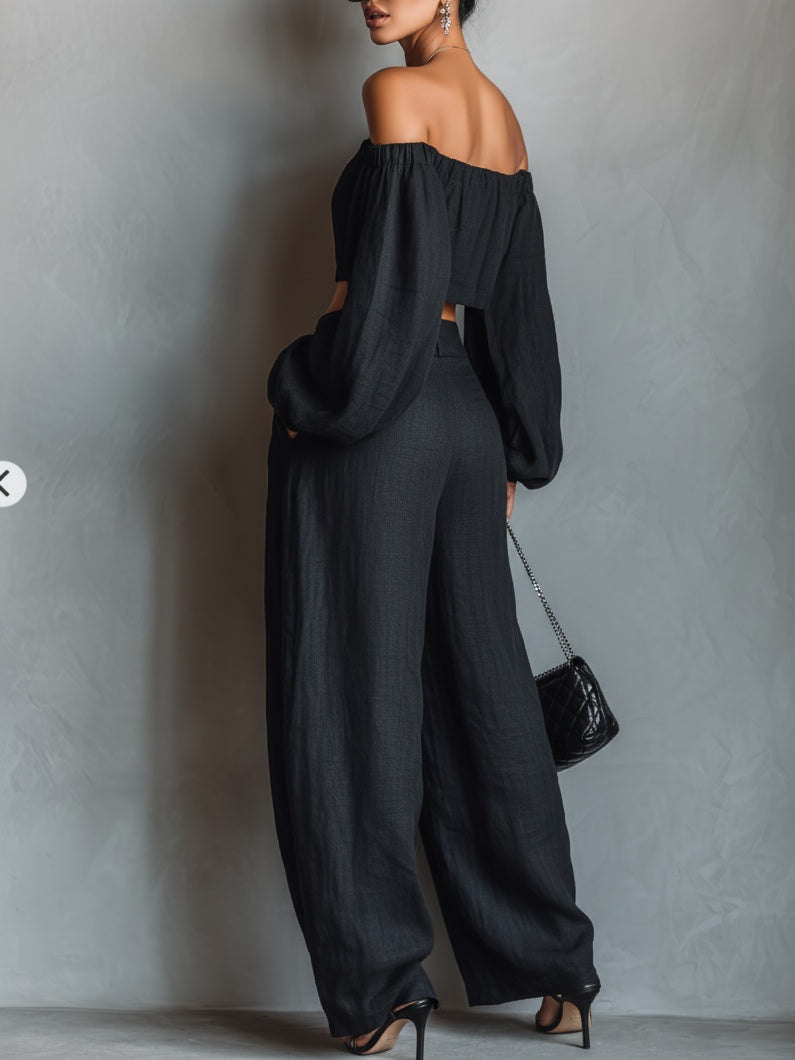 Tessy – Off-Shoulder-Set mit weitem Hosenbein