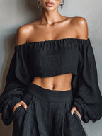 Tessy – Off-Shoulder-Set mit weitem Hosenbein