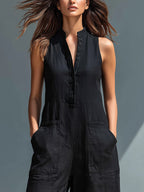 Lila ärmelloser Jumpsuit