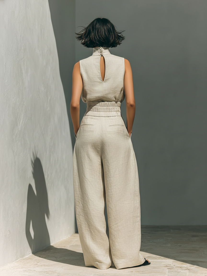 Sienna Ärmelloses Top und Weite-Hose Set