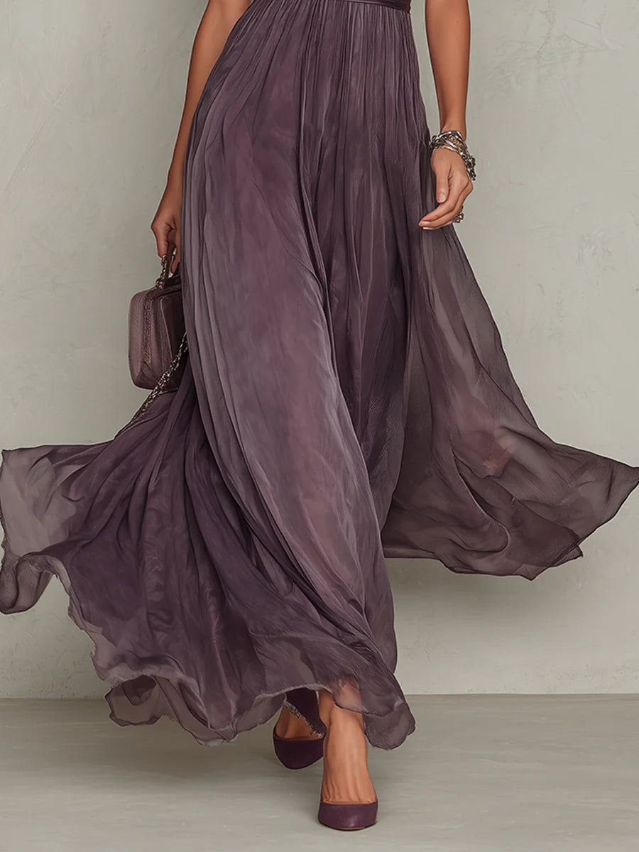 Olivia | Elegantly Vintage Chiffon Maxi Dress
