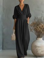 Alessia | Eleganter V-Ausschnitt Jumpsuit mit Hoher Taille
