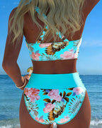 Jolina | Floral Split Bikini with Contrast Design