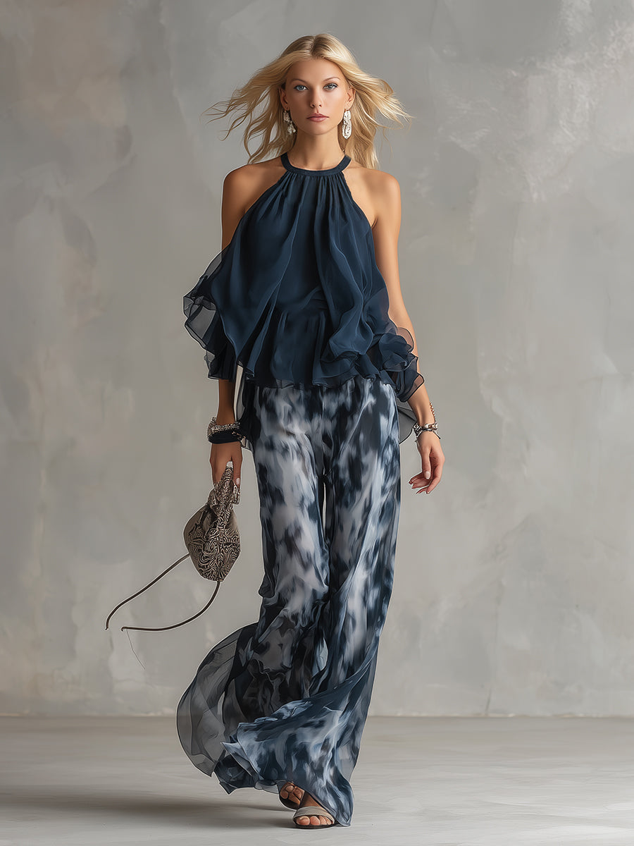 ÉLISE | ELEGANTES LEICHTES SET MIT FLIEẞENDEM TOP UND WEITER HOSE