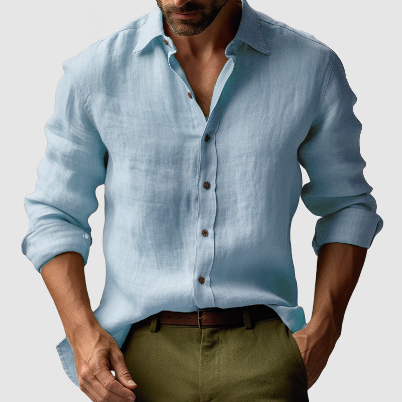 Nestore | Herren Vintage Leinenhemd mit langen Ärmeln