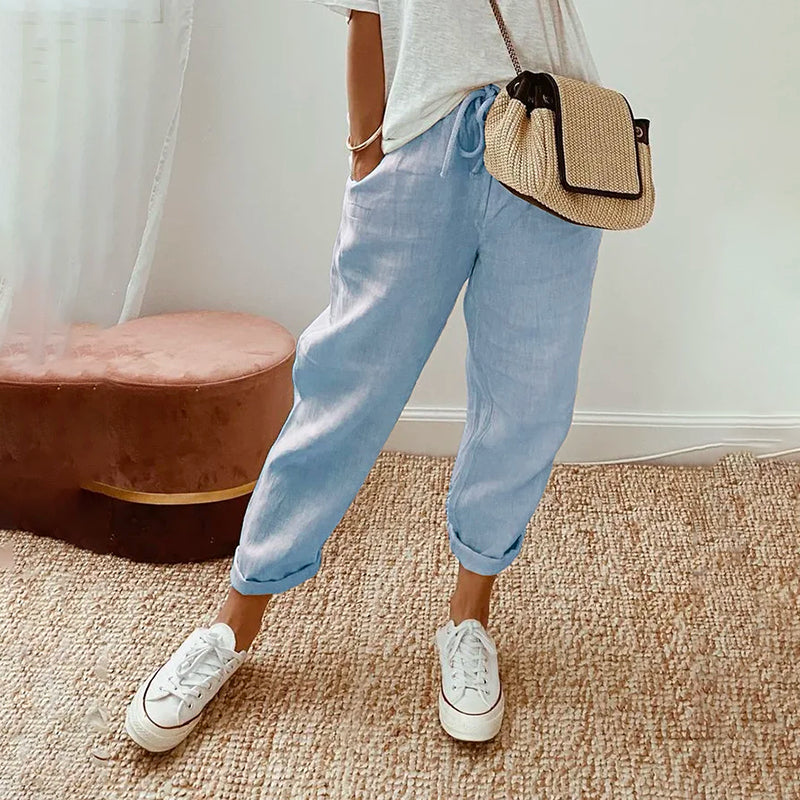 Wilma - Bequeme Freizeit-Hose aus Baumwolle und Leinen