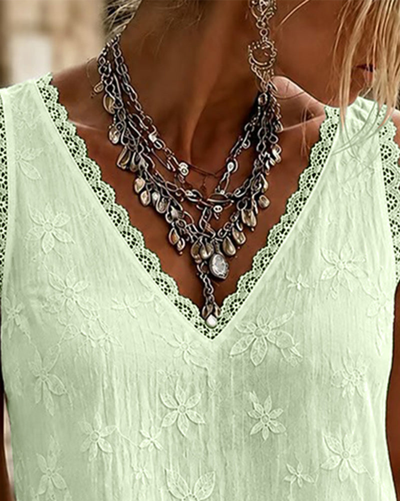 Marjet | V-Neck Lace Tank Top