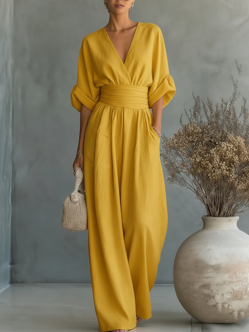 Alessia | Eleganter V-Ausschnitt Jumpsuit mit Hoher Taille