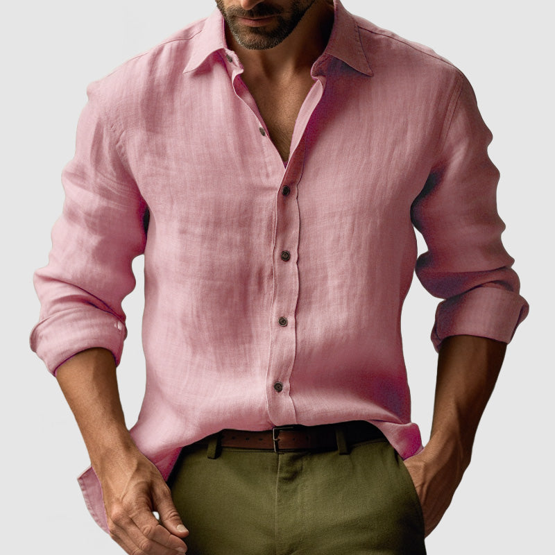 Nestore | Herren Vintage Leinenhemd mit langen Ärmeln