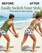 Crisscross Ärmelloses Top mit Bedeckung + Bedruckte Hose mit Kordeldruck