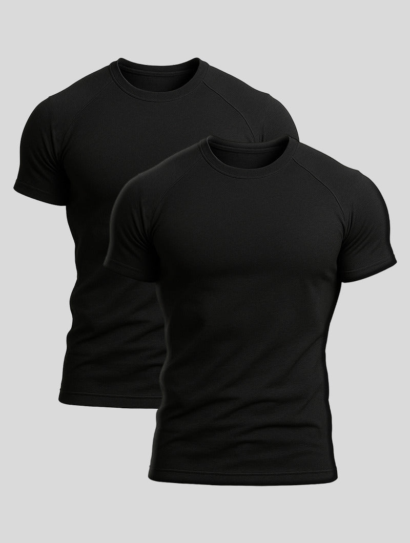 2er-Pack Schwarze T-Shirts | Aleano