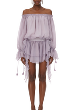 Salome Lilac Ruffled Blouse and Skirt Set
