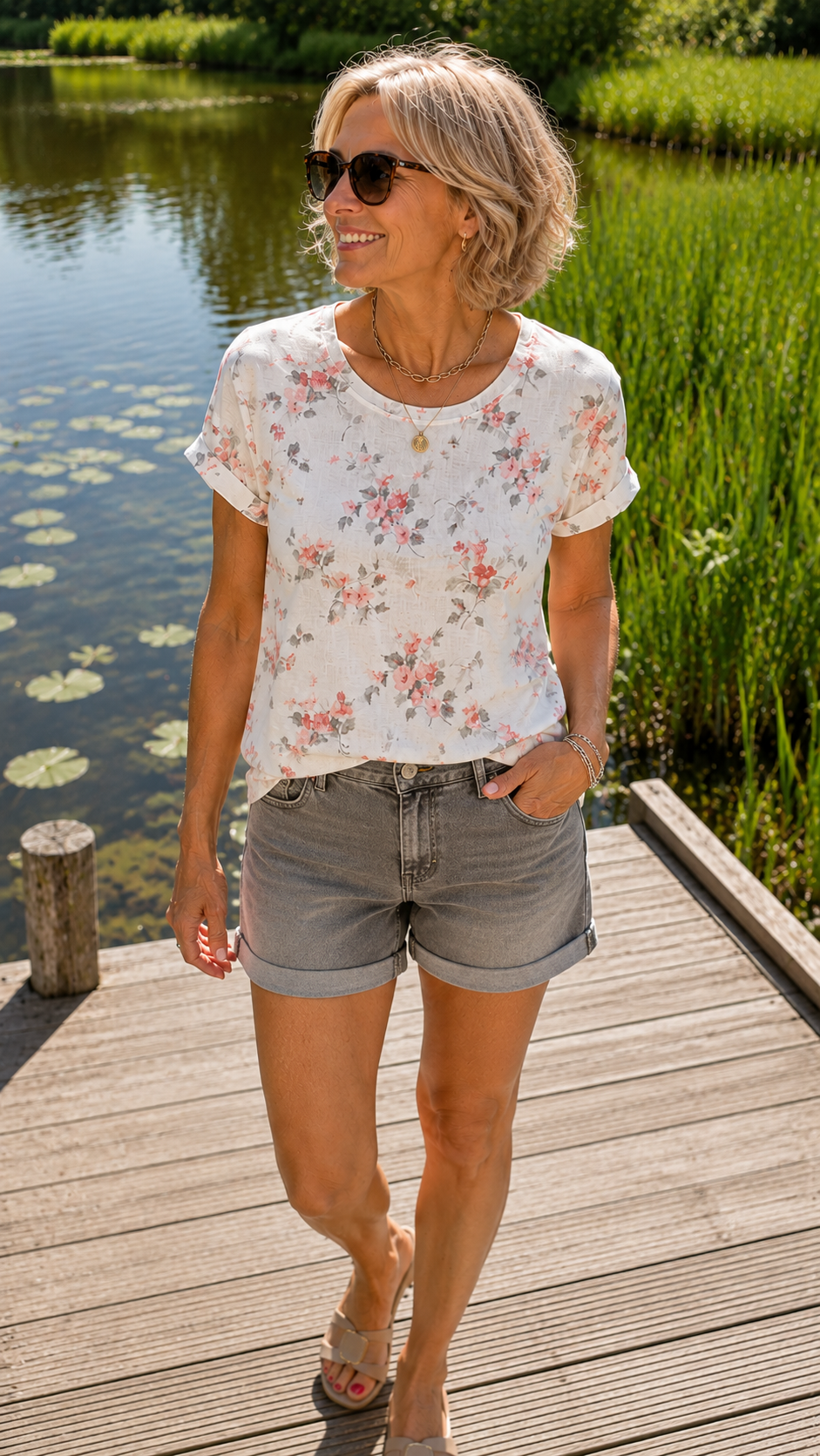 Silvia - Entspanntes T-Shirt mit floralem Design