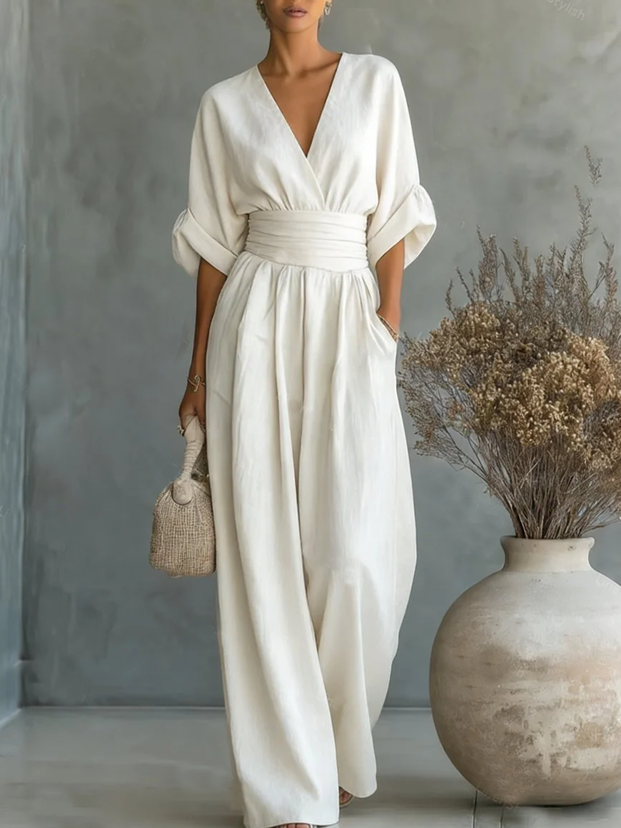 Alessia | Eleganter V-Ausschnitt Jumpsuit mit Hoher Taille