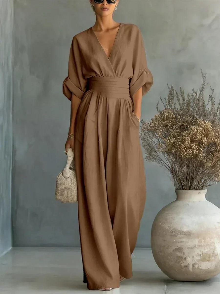 Alessia | Eleganter V-Ausschnitt Jumpsuit mit Hoher Taille