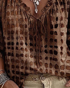 Lena | Blouse with Polka Dot Pattern and Lace-Up Detail
