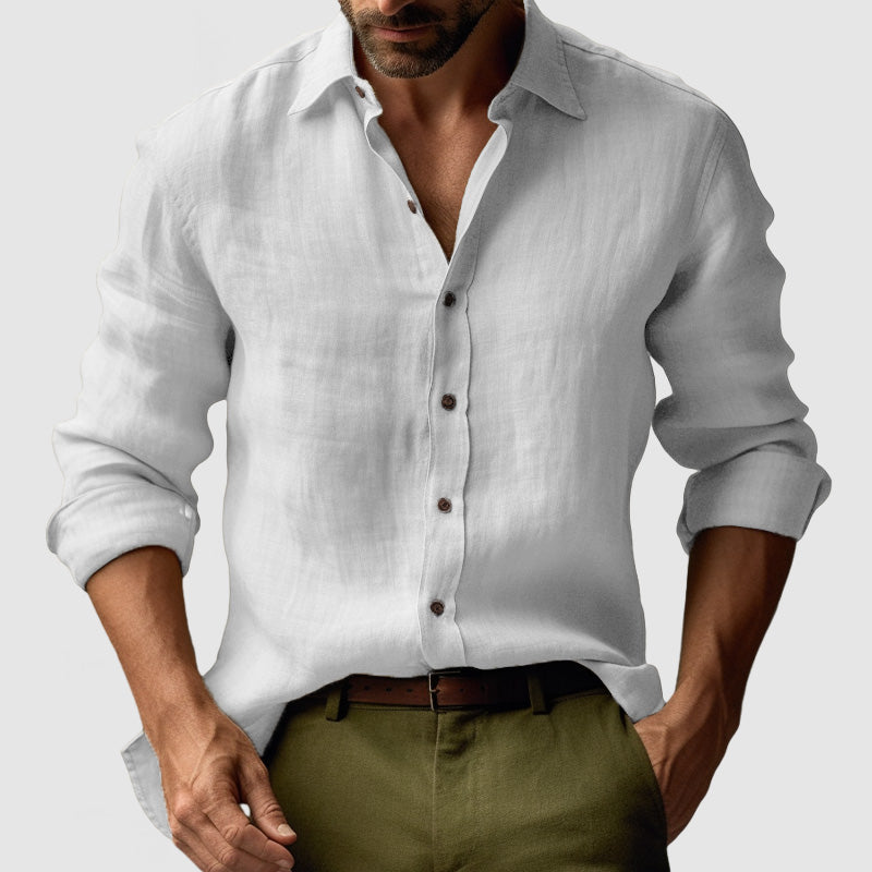 Nestore | Herren Vintage Leinenhemd mit langen Ärmeln