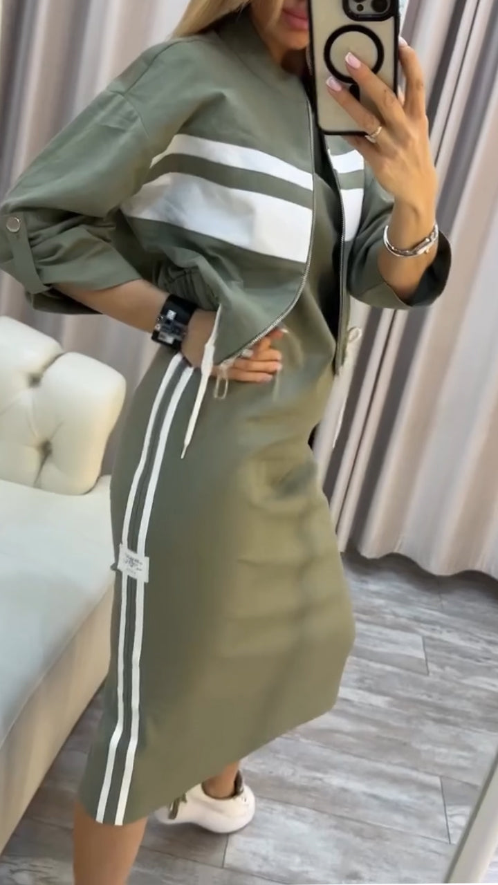Von Esmee - Elegantes und lässiges Damen-Set mit Rundhalskleid und passender Jacke