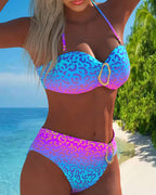 Sofia | Gradient Leopard Print Halterneck Swimsuit