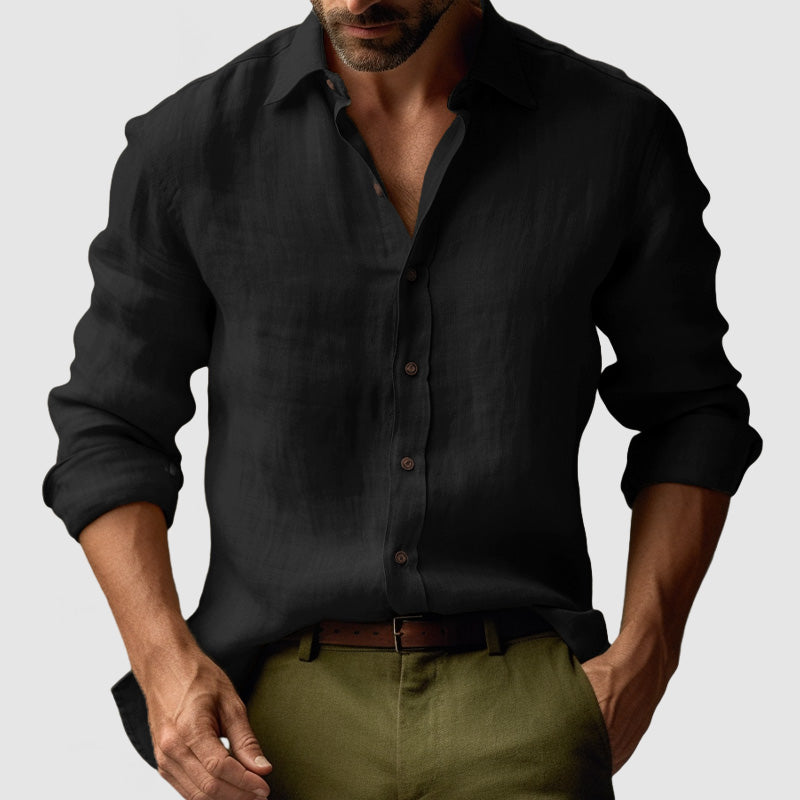 Nestore | Herren Vintage Leinenhemd mit langen Ärmeln