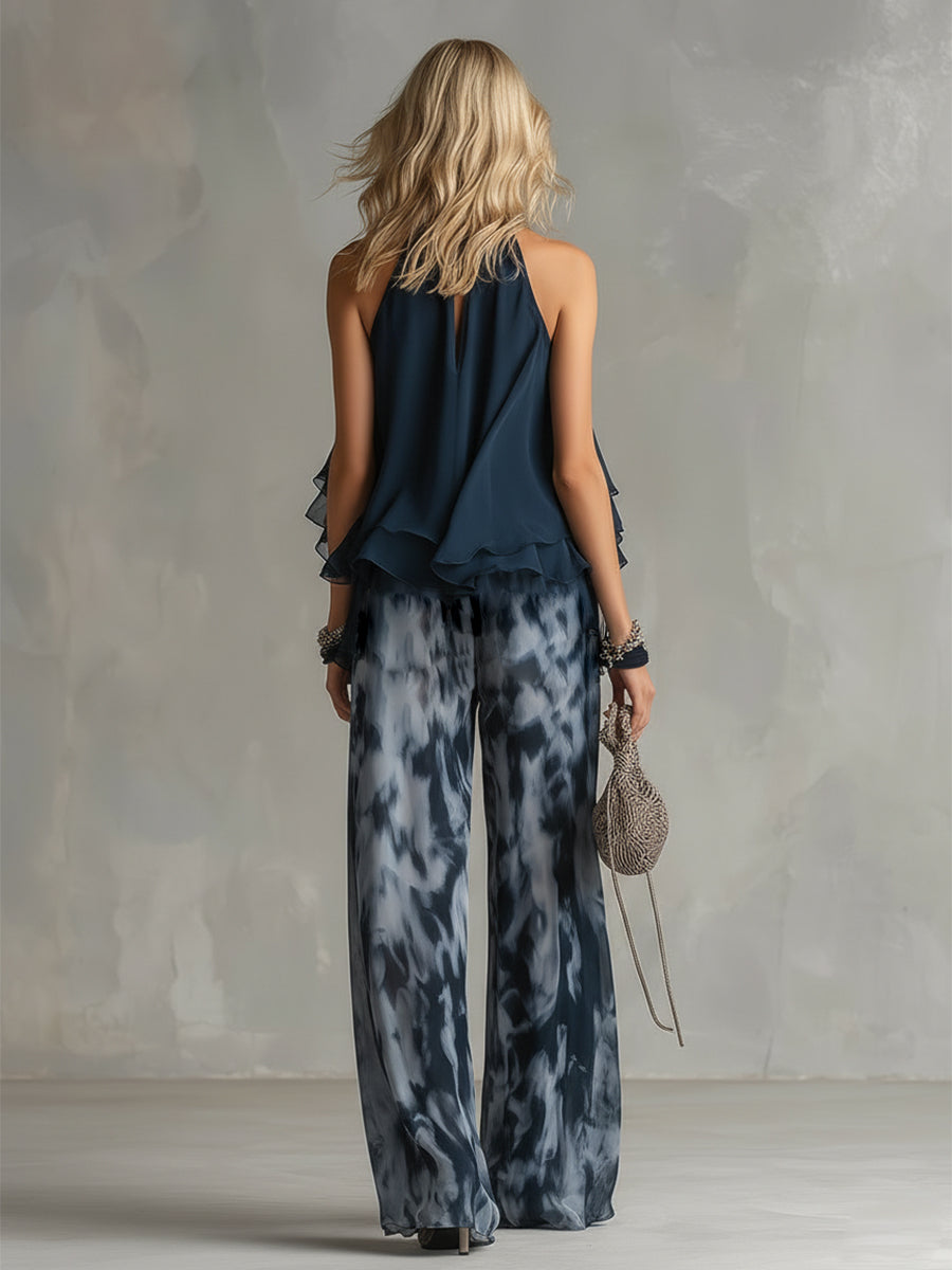 ÉLISE | ELEGANTES LEICHTES SET MIT FLIEẞENDEM TOP UND WEITER HOSE