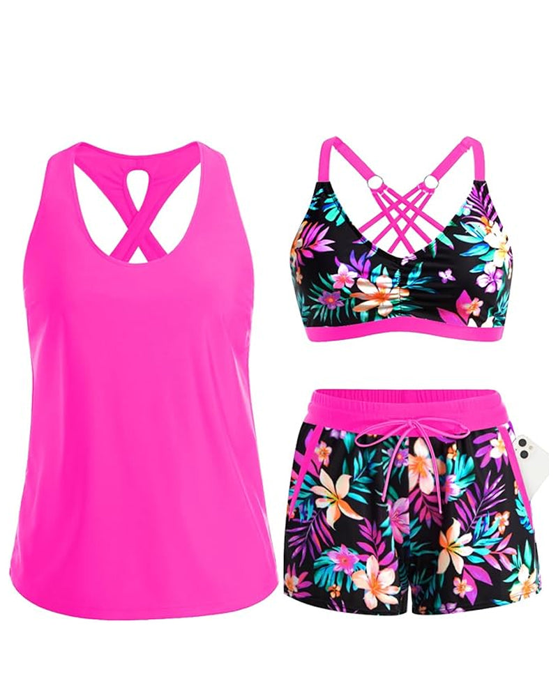 Crisscross Ärmelloses Top mit Bedeckung + Bedruckte Hose mit Kordeldruck