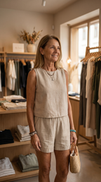Linda - Sommer Outfit mit ärmellosem Top und Shorts