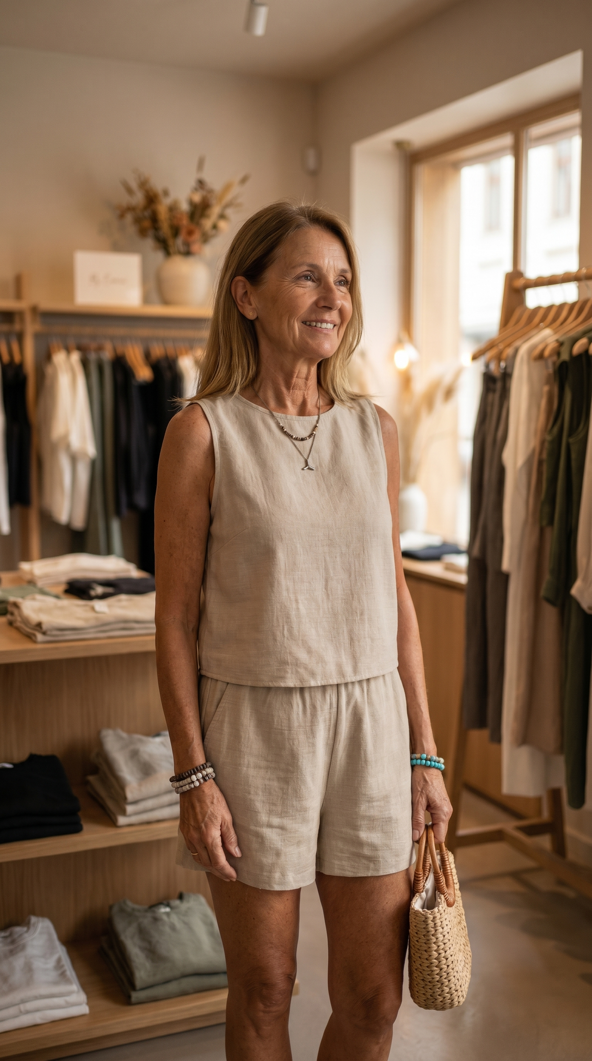 Linda - Sommer Outfit mit ärmellosem Top und Shorts
