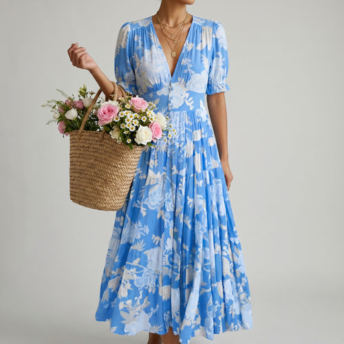 "MINELDA | ELEGANTES BLUMENKLEID" can be rewritten as "MINELDA | STYLISH FLORAL DRESS".