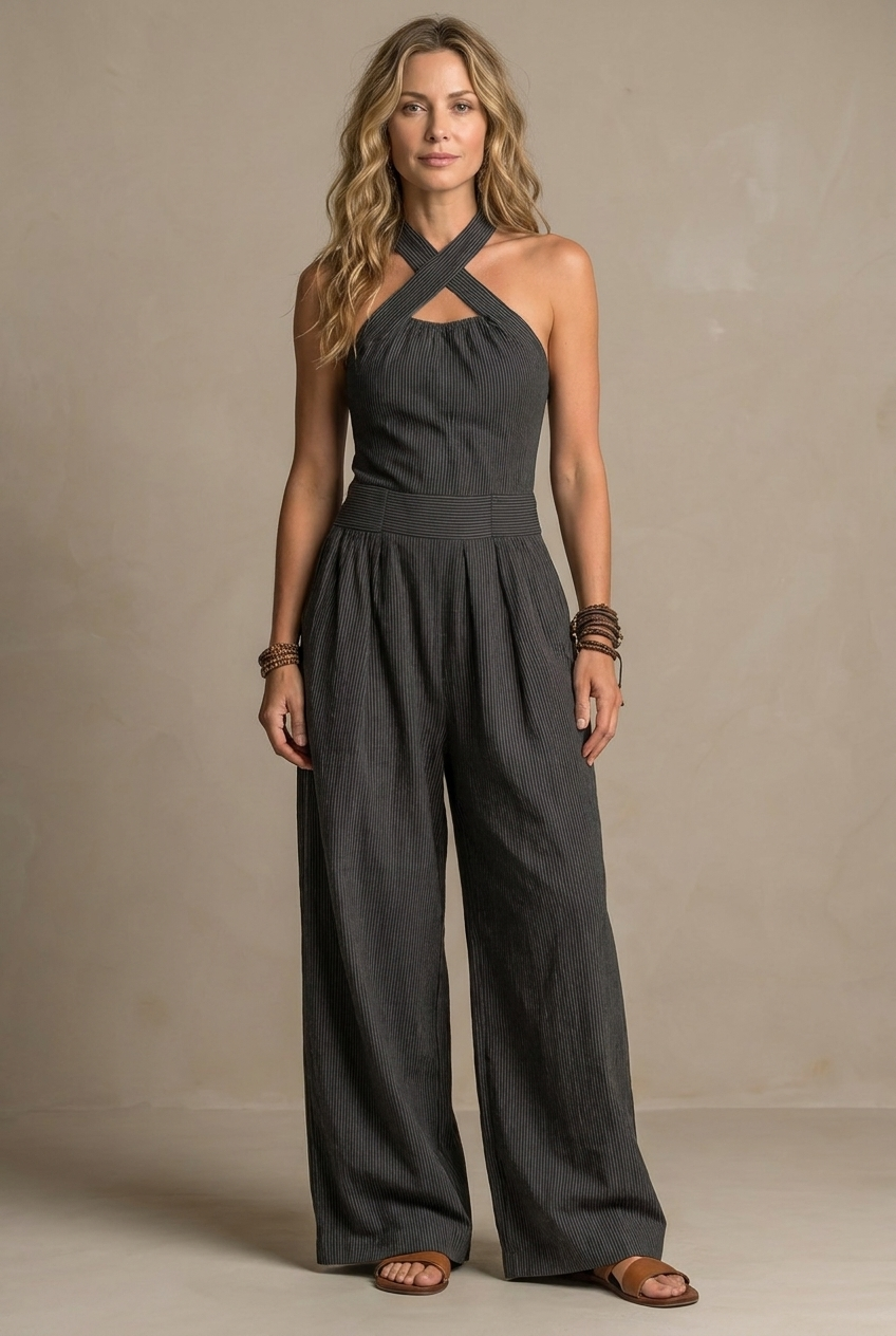 ARIANA | ELEGANTER JUMPSUIT MIT ÜBERKREUZTEM AUSSCHNITT