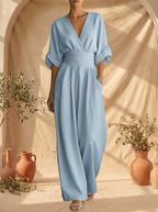Alessia | Eleganter V-Ausschnitt Jumpsuit mit Hoher Taille