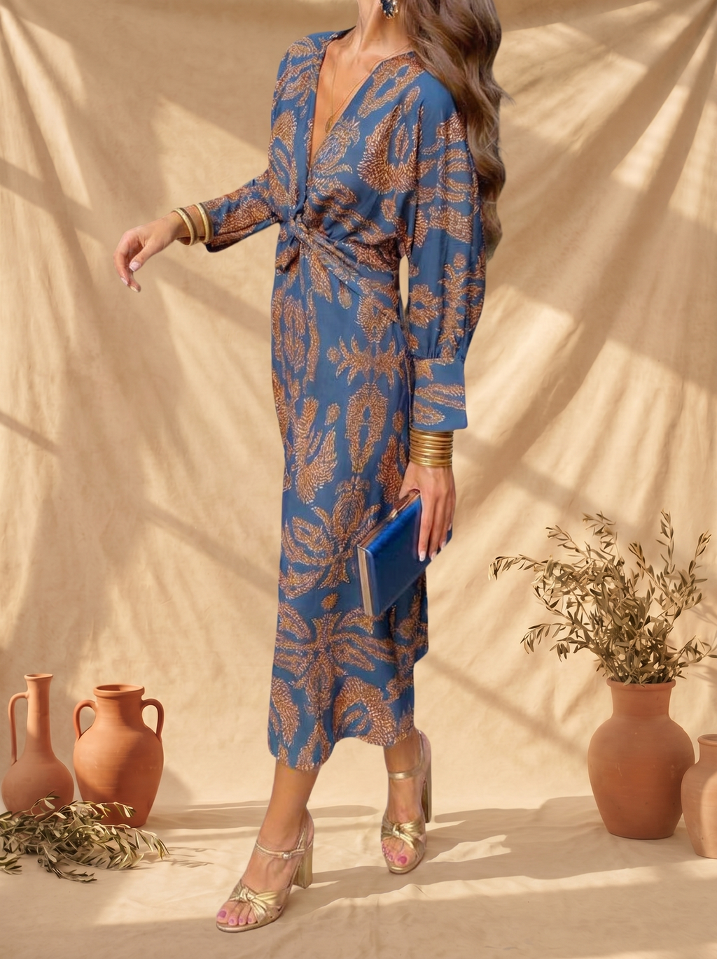 Celeste | Elegantes Midi-Kleid mit Blumenmuster
