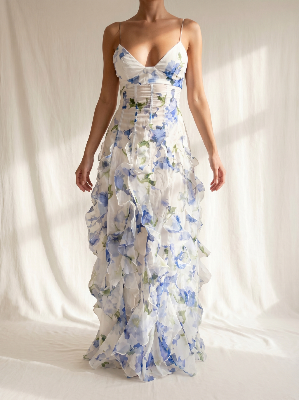 Uri | Midi-Kleid mit floralem Design und Rüschen