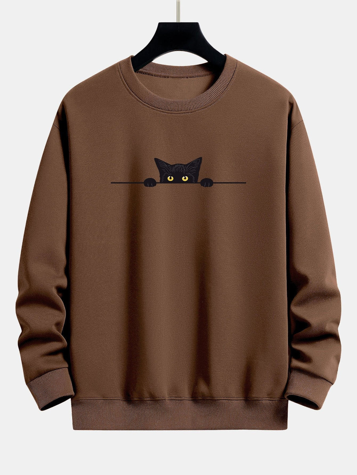 Relaxed Fit Sweatshirt with Black Cat Print