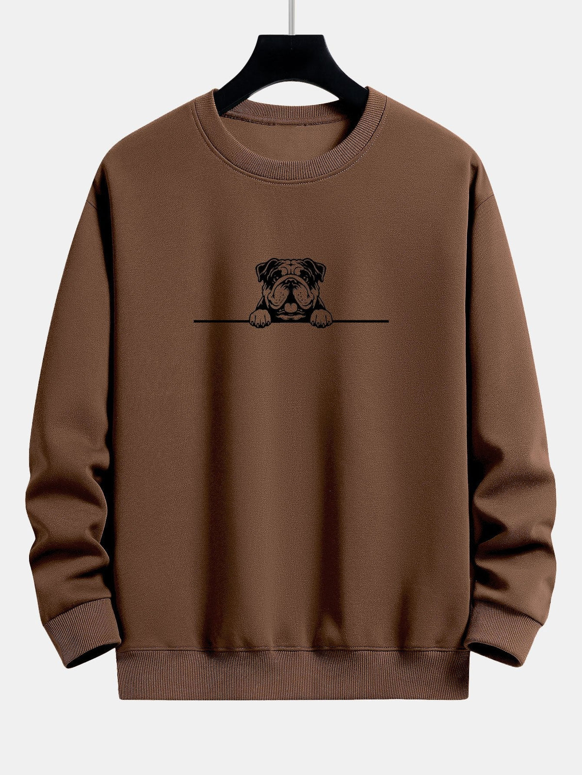 Entspanntes Sweatshirt mit Druck eines lauernden Bulldoggen